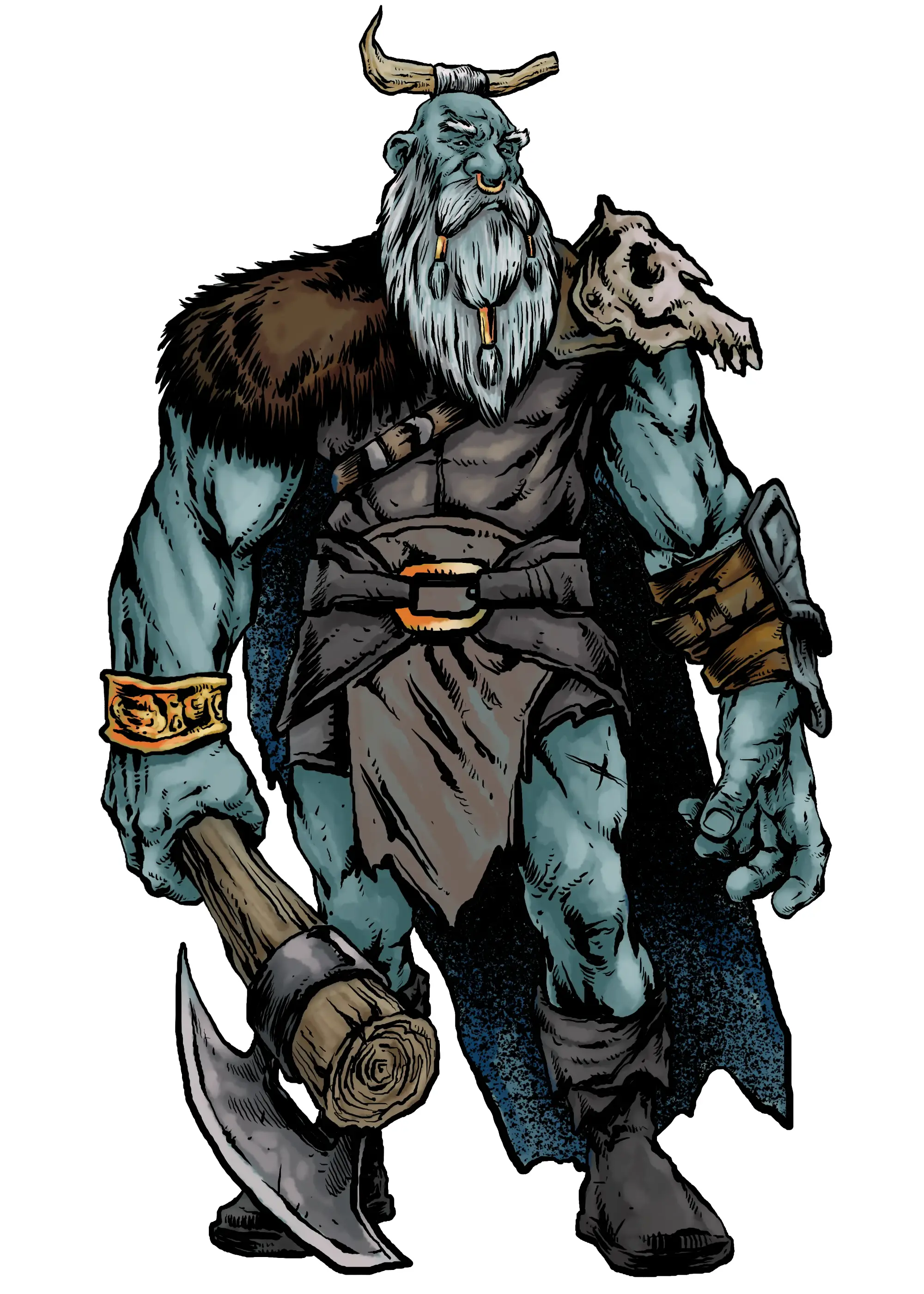 A 5E Frost Giant reaver carries a frozen axe