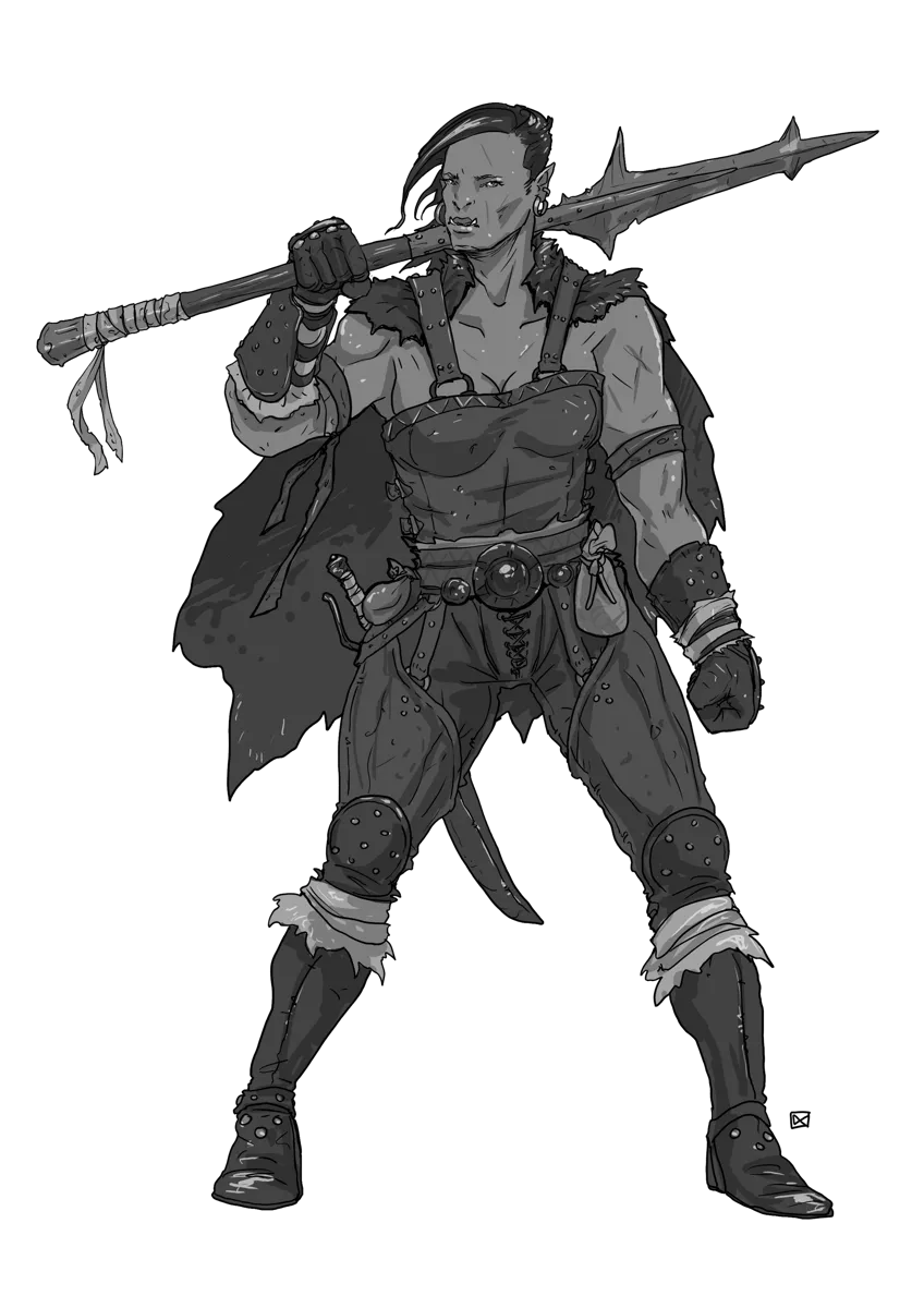 A proud and commanding orc warchief. A powerful orc boss monster or warband leader