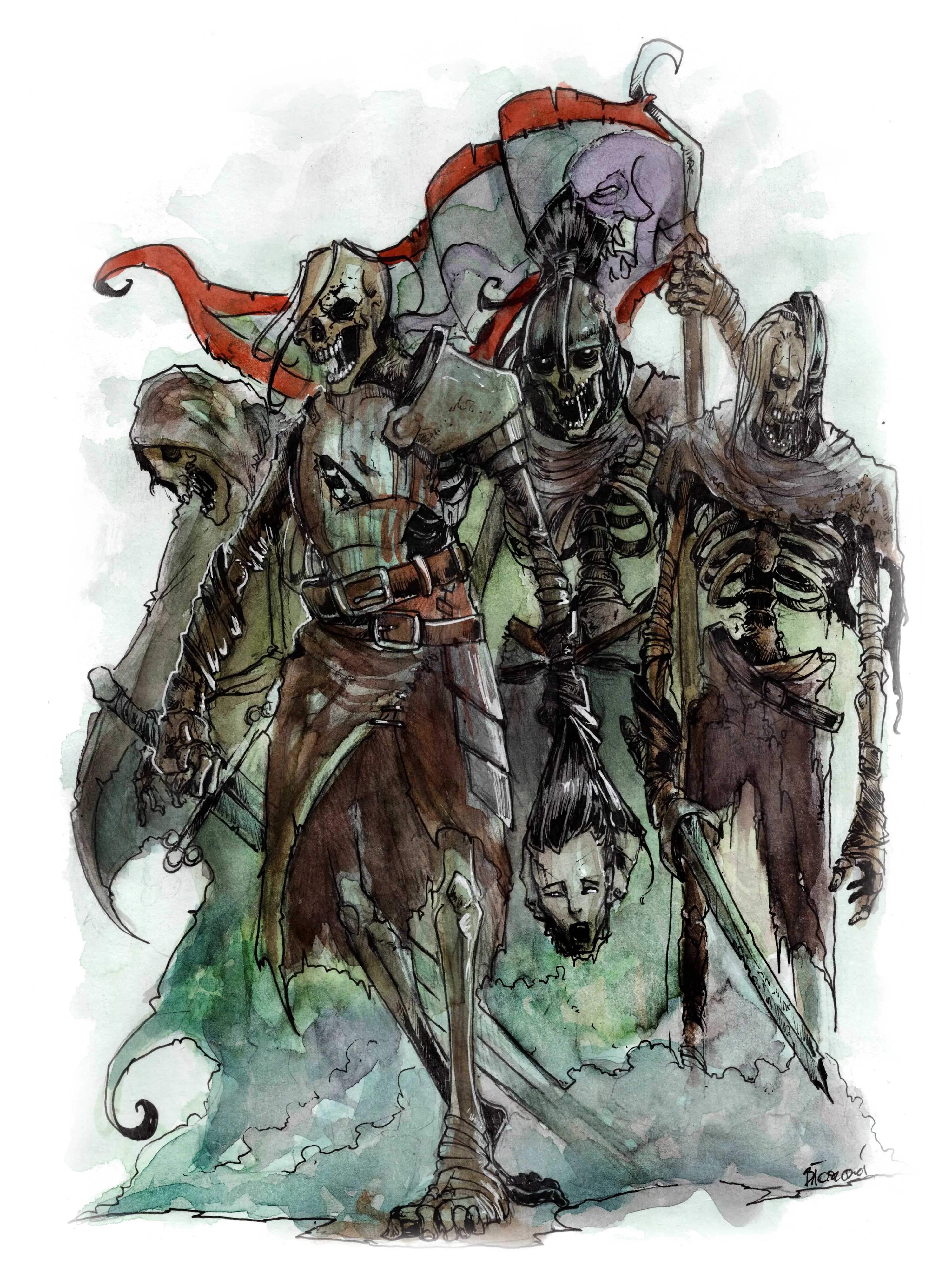 An animated Skeleton guards an ancient tomb, bones clattering silently