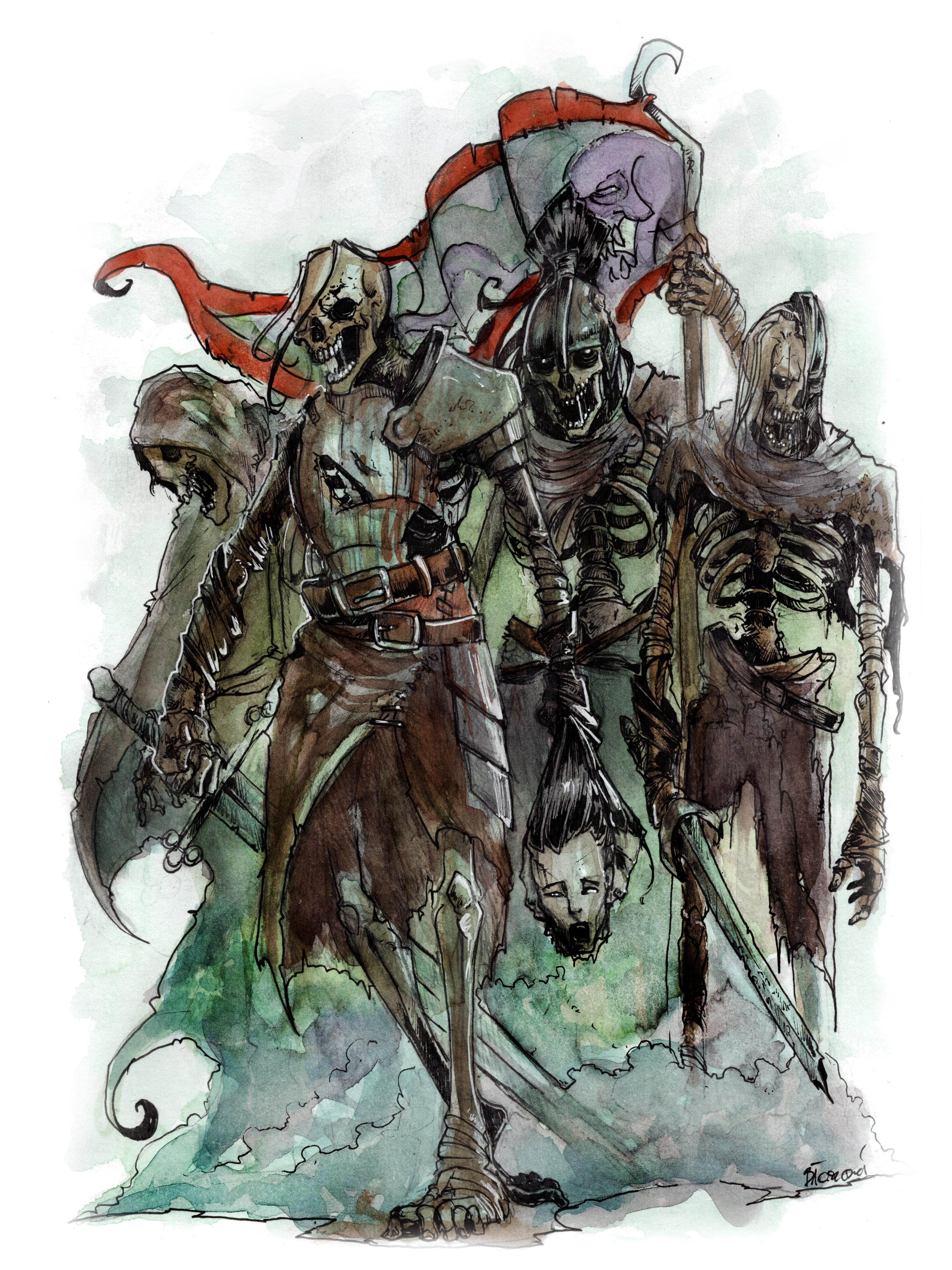 A skeleton warband advances menacingly